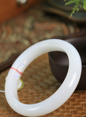 天然新疆和田玉羊脂级白玉57.3圈口手镯大气典雅古风男女手饰收藏