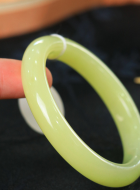 天然新疆和田玉若羌黄口料54.1圈口手镯大气典雅古风男女手饰收藏