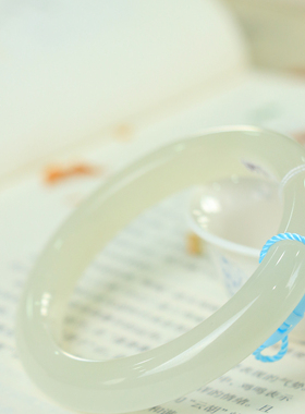 天然新疆和田玉山料冰底晴水53圈口手镯大气典雅古风男女手饰收藏