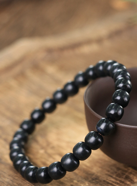 天然新疆和田玉山料墨玉老型珠手串手链古风男女手饰收藏高档礼品