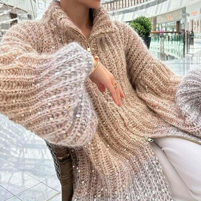 solid loose crochet for knit cardigans wool - 图1