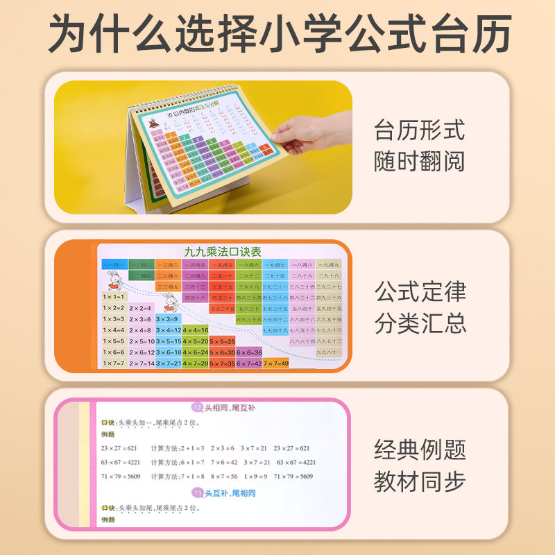 小学1一6年级数学公式台历图表大全九九乘法口诀表卡片知识点挂图 - 图0