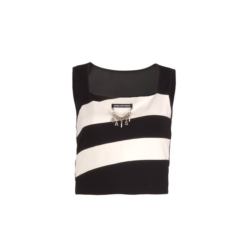 百丝设计感内搭外穿吊带2023夏季新品率性姐姐条纹无袖背心上衣女