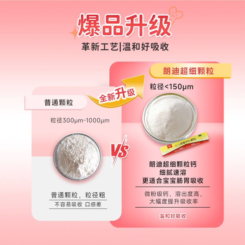 朗迪小儿碳酸钙D3颗粒28袋宝宝补钙婴幼儿钙片儿童维D钙非液体钙 - 图0