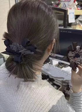 韩系小众编织蝴蝶结大肠发圈女款显发量丸子头发绳高级感马尾头绳