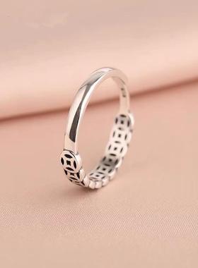 2024新款男女款戒指旺财钱币个性设计小众开口钱多多铜钱转运指环