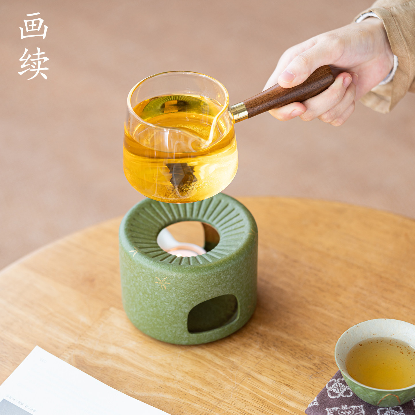 画续绿釉金花蜡烛温茶炉组复古煮茶炉套装蜡烛加热保温陶瓷煮茶器,淘宝优惠券,粉丝福利购,淘宝优惠卷
