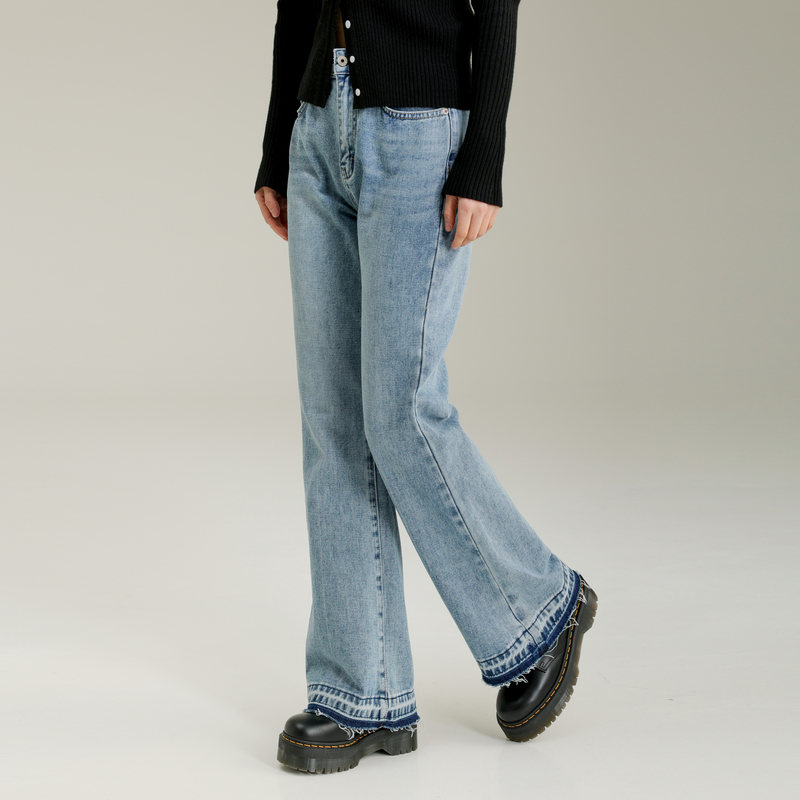 AIRIQI春季新款时尚百搭休闲显瘦高腰长裤牛仔裤女AX31NC436-图1