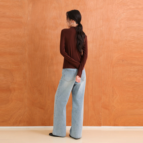 AIRIQI25秋季新款简约长袖松弛感正肩天丝针织打底衫女AN53DS9954 - 图0