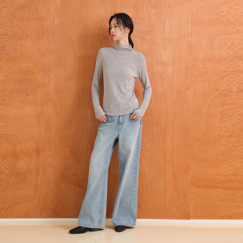 AIRIQI25秋季新款简约长袖松弛感正肩天丝针织打底衫女AN53DS9954 - 图2