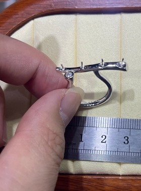 四珠曲线平衡木戒指珍珠配件