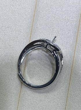 简单的线条戒指珍珠配件 s925纯银精工银配件饰品 diy饰品配件