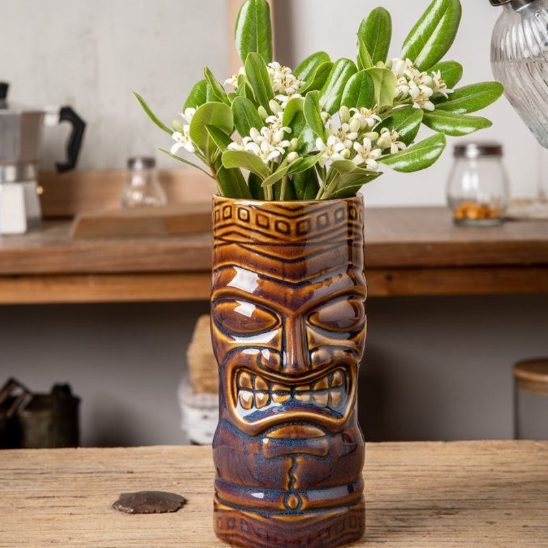 【酒吧Tiki提基杯】鸡尾酒个性酒杯夏威夷创意陶瓷收纳筒花瓶微瑕,淘宝优惠券,粉丝福利购,淘宝优惠卷