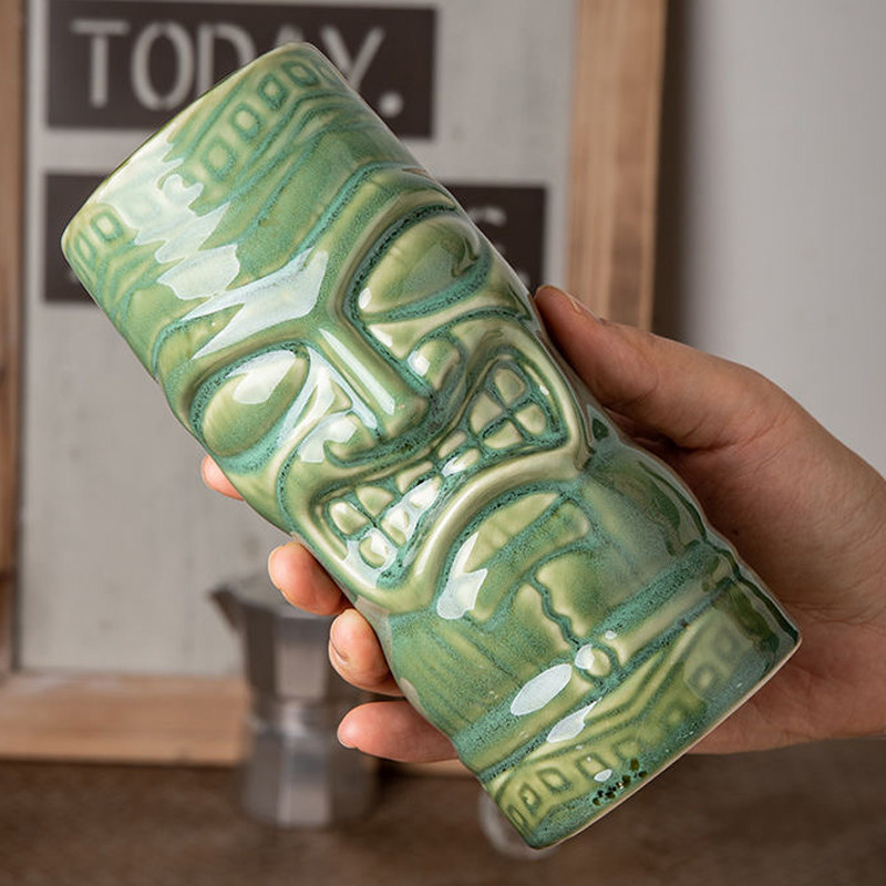 【酒吧Tiki提基杯】鸡尾酒个性酒杯夏威夷创意陶瓷收纳筒花瓶微瑕,淘宝优惠券,粉丝福利购,淘宝优惠卷