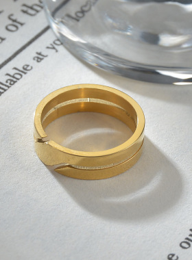 欧美流行亚马逊热卖饰品款 不锈钢镂空真空电镀情侣戒指指环首饰