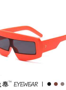 跨境新款ins时尚潮流欧美连体大框太阳镜 权志龙同款嘻哈方框墨镜