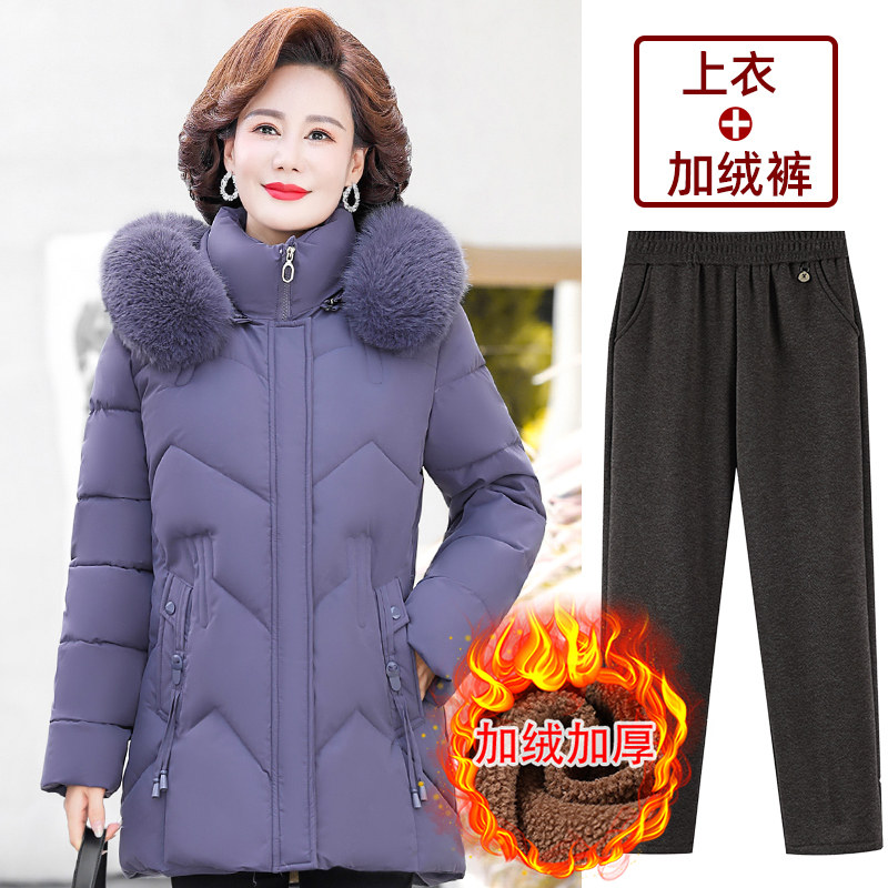 妈妈冬装外套中老年女士中长款棉衣洋气羽绒棉服奶奶棉袄加绒加厚,淘宝优惠券,粉丝福利购,淘宝优惠卷
