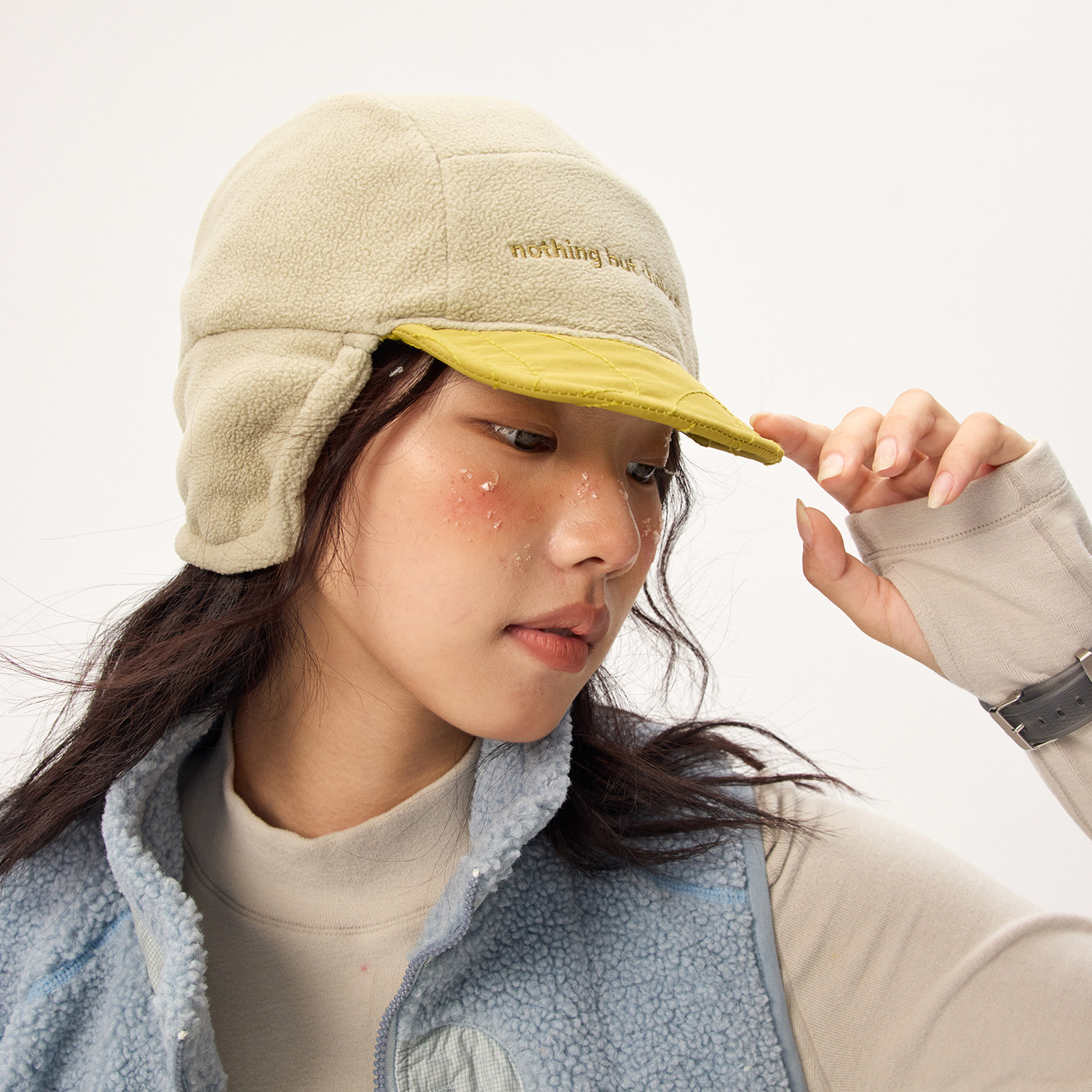 NBCT户外拼接遮耳帽女2025秋冬新款保暖可调节骑行跑步运动帽子,淘宝优惠券,粉丝福利购,淘宝优惠卷