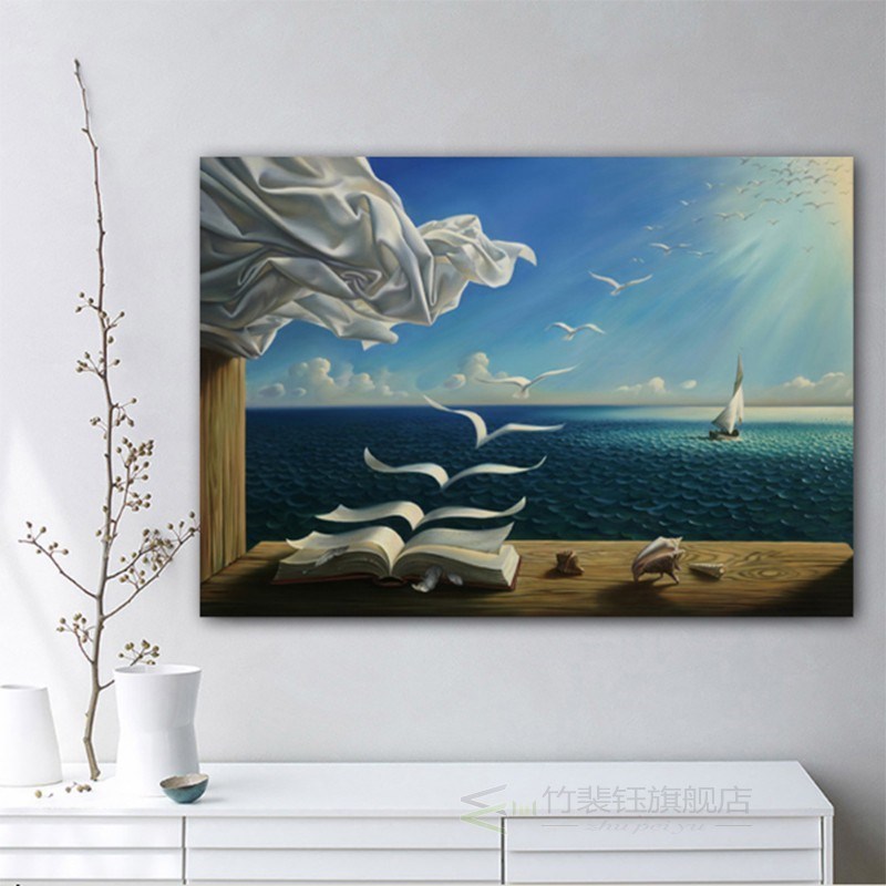 MT Salvador Dali Canvas Art Print Poster The Waves Book Sail - 图0