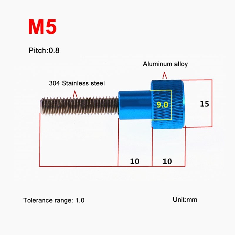 1PCS M5 Knurled Thumb Screws Aluminum Alloy Adjust High Head - 图0