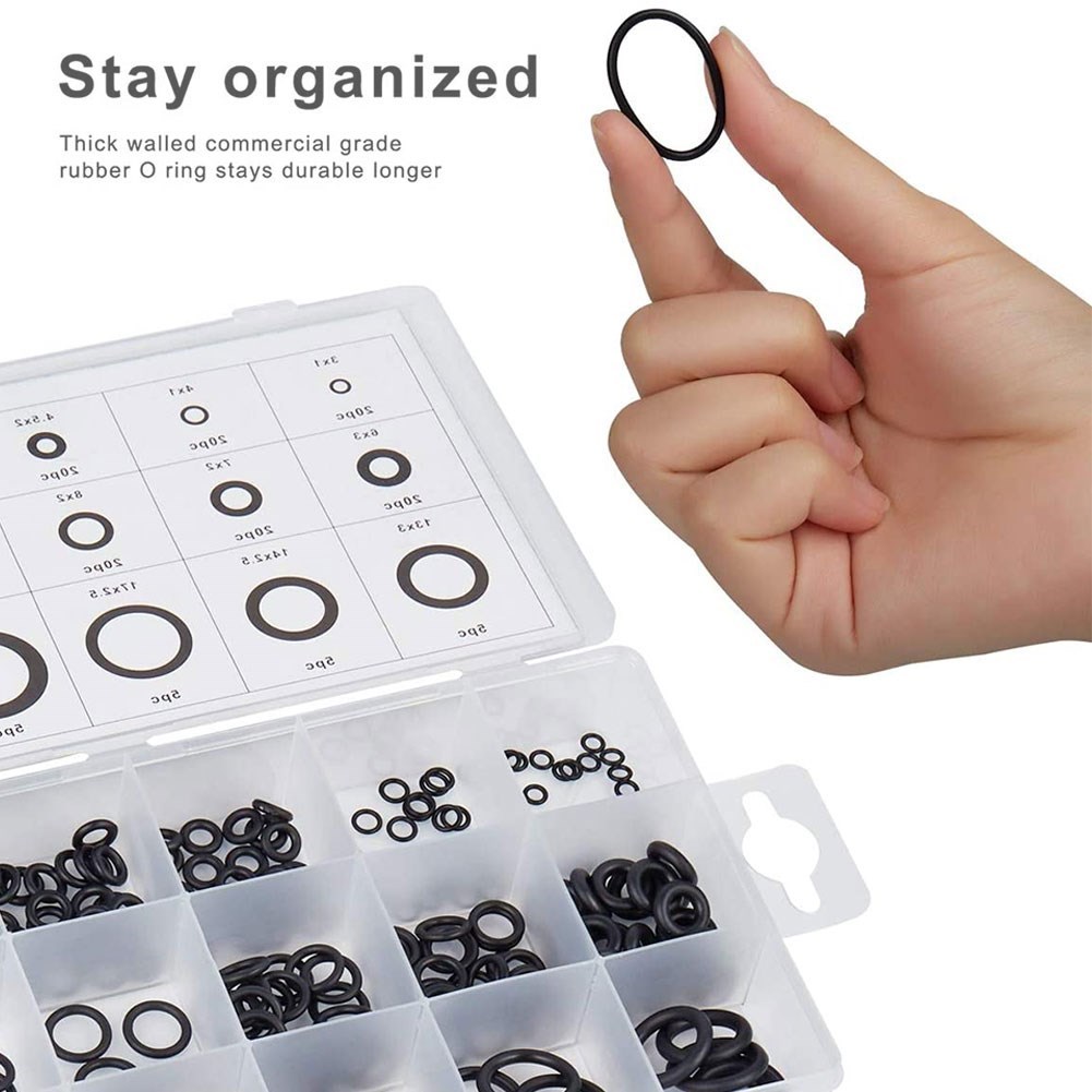 225 PCS O-Ring Sealing Gasket Rubber Rings Flat Washer Seal - 图1