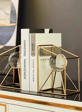 跨境新中式轻奢水晶金属书架摆件高级感创意装饰艺术工艺品 厂