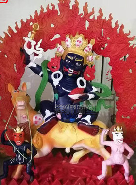 祥狮雕塑黄铜铸造吉祥天母佛像