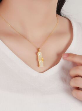 送母亲节礼物和田玉竹节纯银