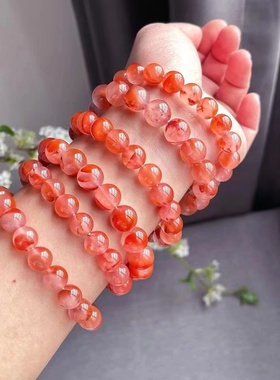 鸡血冰飘花手串鸿运当头珍藏