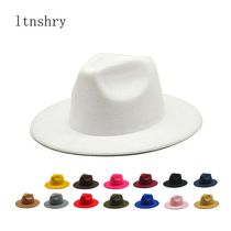 Autumn Winter Womens Felt Hat Fedoras Big Brim Hats For Wome