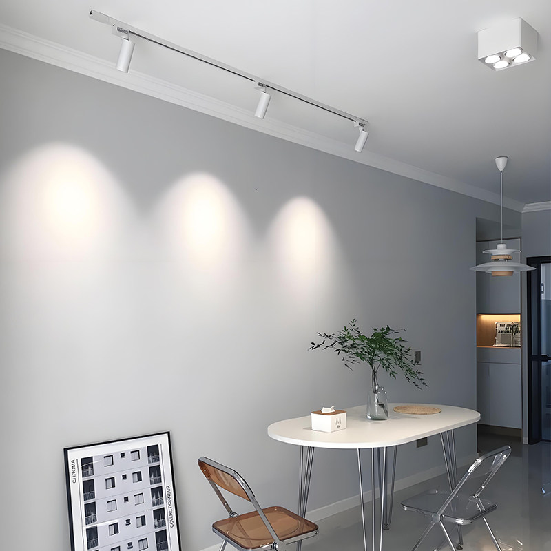 明装led轨道射灯免吊顶白色奶油风家用客厅沙发背景墙氛围小山丘,淘宝优惠券,粉丝福利购,淘宝优惠卷