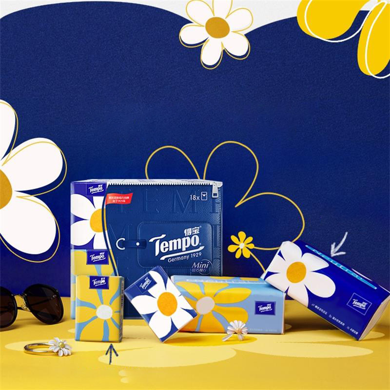 Tempo得宝Mini小雏菊抽纸80抽18包得宝无香抽纸巾餐巾纸实惠批发,淘宝优惠券,粉丝福利购,淘宝优惠卷