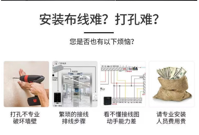 有框门无线明装电插锁套装指纹密码刷卡电子门禁锁免布线智能锁,淘宝优惠券,粉丝福利购,淘宝优惠卷