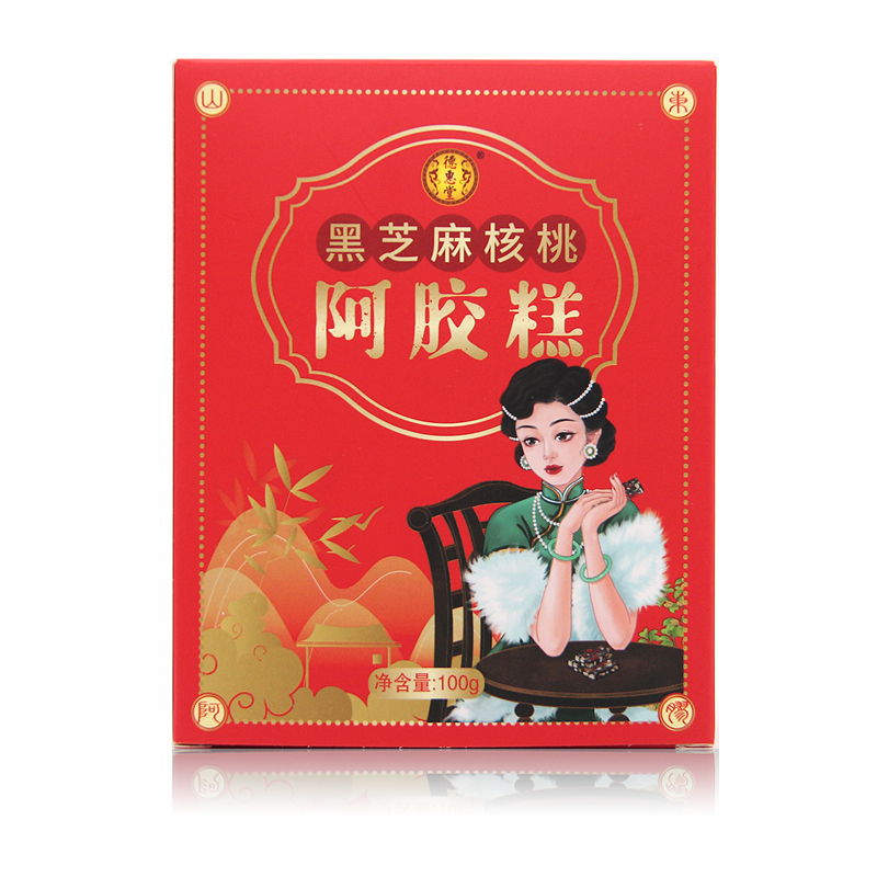 山东阿胶糕 即食黑芝麻核桃阿胶糕盒装100g 女士阿胶糕东阿e