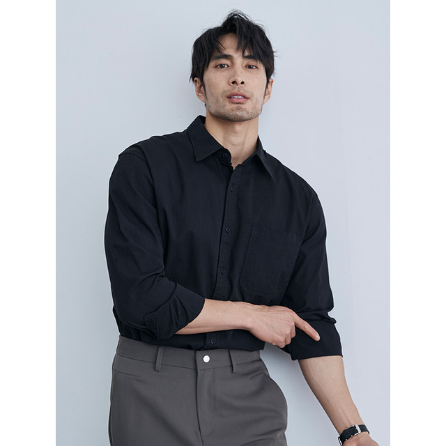 Relaf lapel long sleeve cotton casual shirt Relaf lapel long sleeve cotton casual shirt
