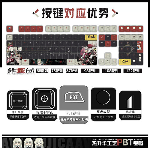 喵唔外设BanG Dream!若叶睦动漫周边二次元PBT键盘正刻侧刻键帽 - 图1