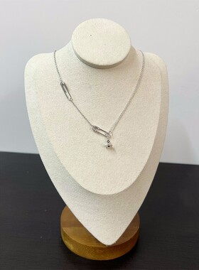 2025年新款别针立体土星系列项链手链耳坠满钻回形针叠戴项链