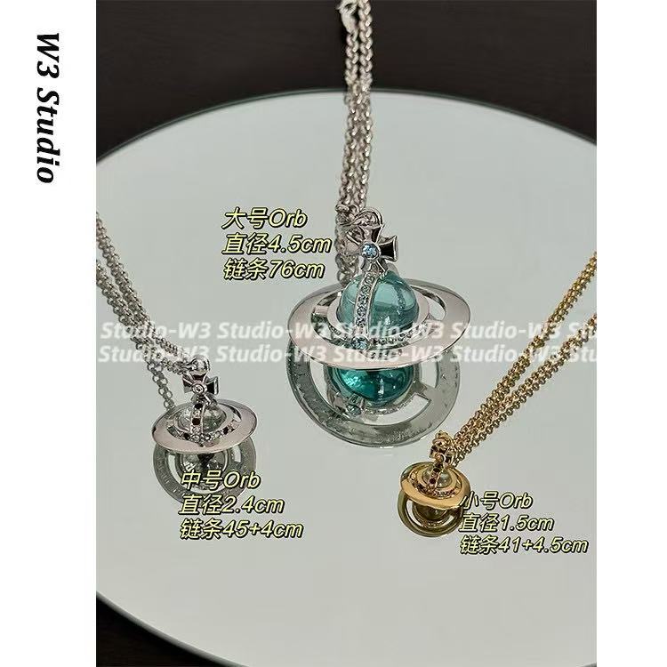 Nana小众土星orb项链立体土星球锁骨链Pina镶钻大号西太后项链