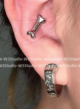 2025年新款土星皮带扣耳环简约字母镶钻耳饰小众高级感圆环耳钉