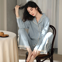 Sleepwear Lady Spring Autumn Slim pure cotton thin section Long sleeves 2023 New all-cotton big code autumn and winter home clothes can be worn out