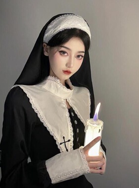 修女头巾Lolita配饰黑白发箍