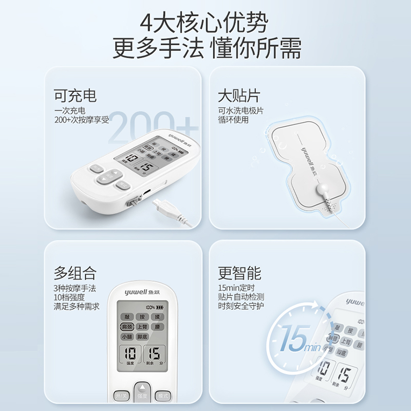 鱼跃低频电疗仪中频按摩仪扣式贴片电极硅胶贴理疗仪电极片 - 图0