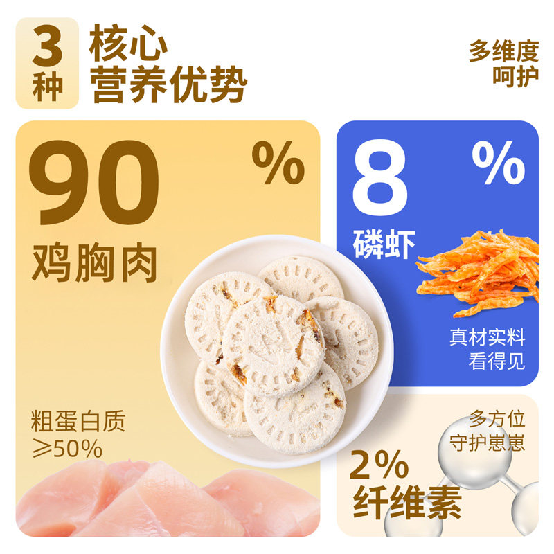 冻干鸡肉磷虾饼猫零食成猫幼猫狗狗零食生骨肉饼宠物饼干鲜肉