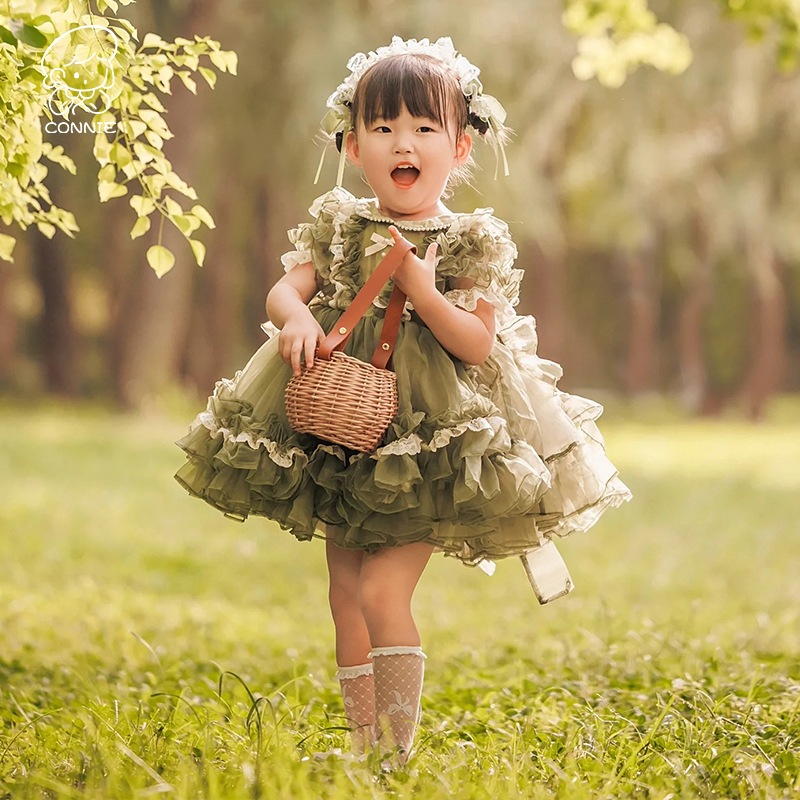 洛丽塔公主裙女童夏季绿野仙踪萝莉塔裙子可爱洋气生日网纱蓬蓬裙-图0