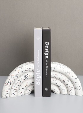 几何水磨石书档桌面装饰摆件