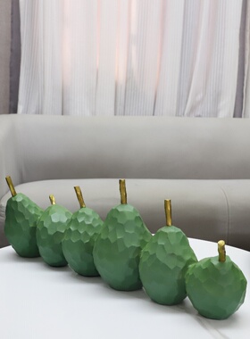 侘寂风树脂绿色水果梨南瓜摆件