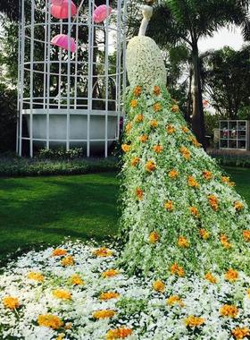 大型仿真花艺孔雀模型售楼部房地产摆件橱窗装饰公园美陈婚庆路引