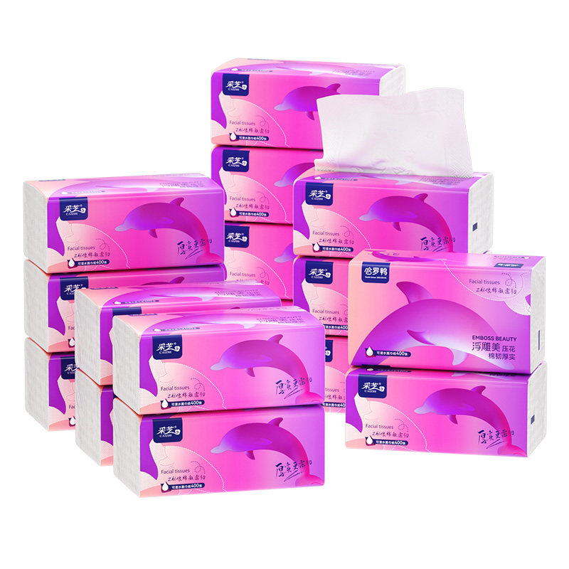 哈罗鸭抽纸可湿水面巾纸400张纸巾餐巾纸卫生纸大尺寸家用实惠装