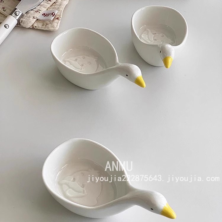 安木良品 日式ins可爱小鸭鸭陶瓷蘸酱碟立体卡通调料番茄酱醋碟 - 图3