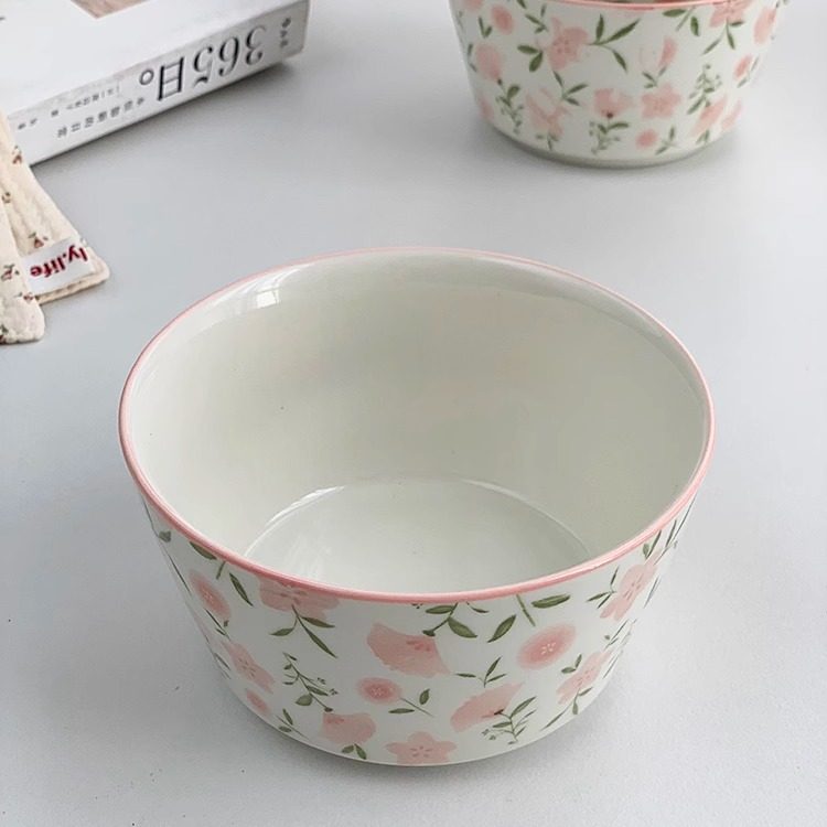 安木良品 春夏清新小粉花高温釉下彩陶瓷家用餐具汤盘面饭碗套装,淘宝优惠券,粉丝福利购,淘宝优惠卷